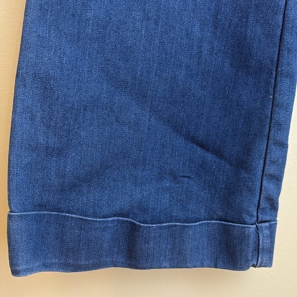 Banana Republic Bootcut Flare Cuff Flap Back Pocket Whisped Blue Denim Jeans 12 - Picture 10 of 15